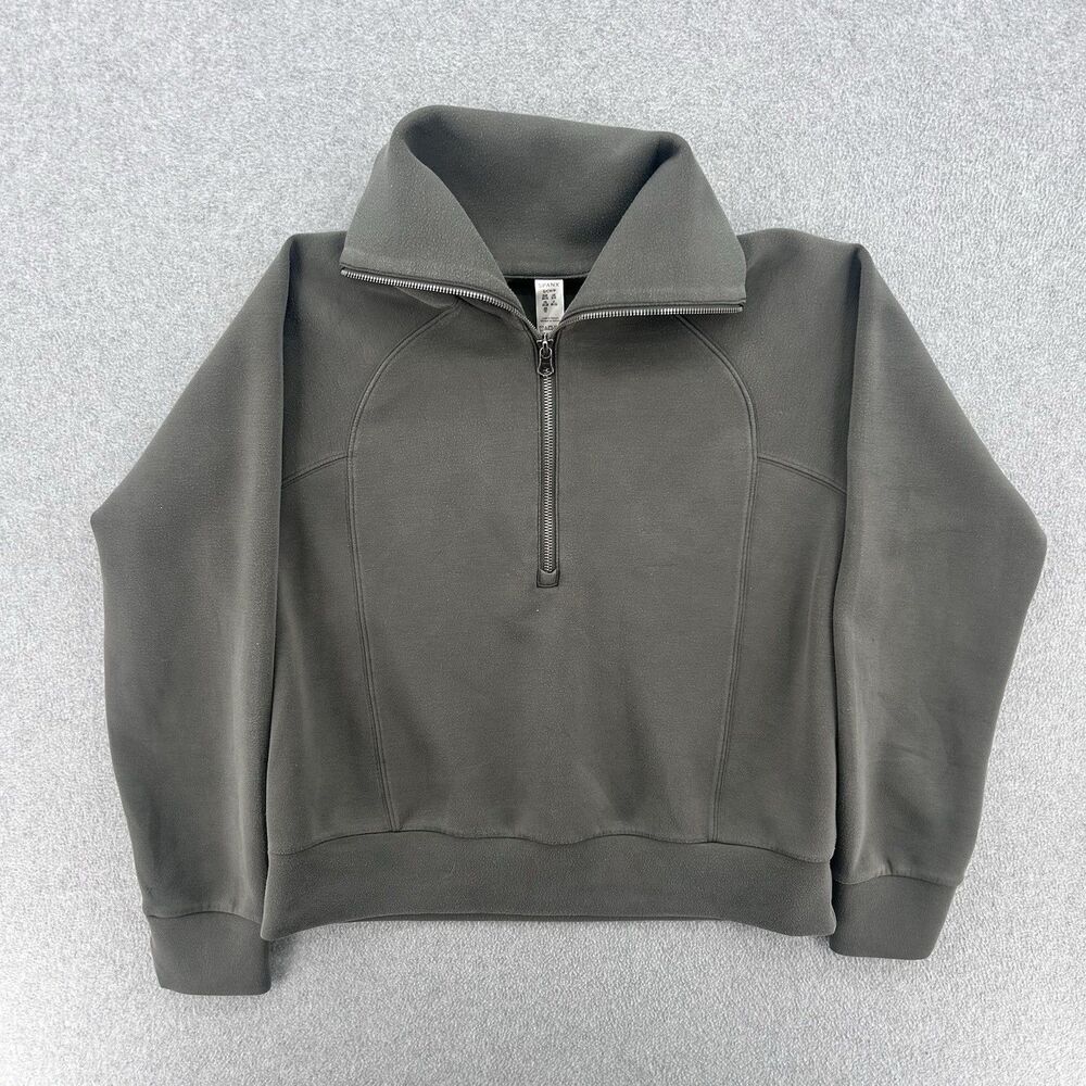 SPANX Air Essential Olive Green Cropped Qtr Zip Sweatshirt Sz S Athletic Yoga